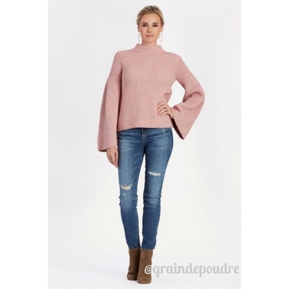 NWT Endless Rose Pink Ribbed Bell Sleeve Sweater S
